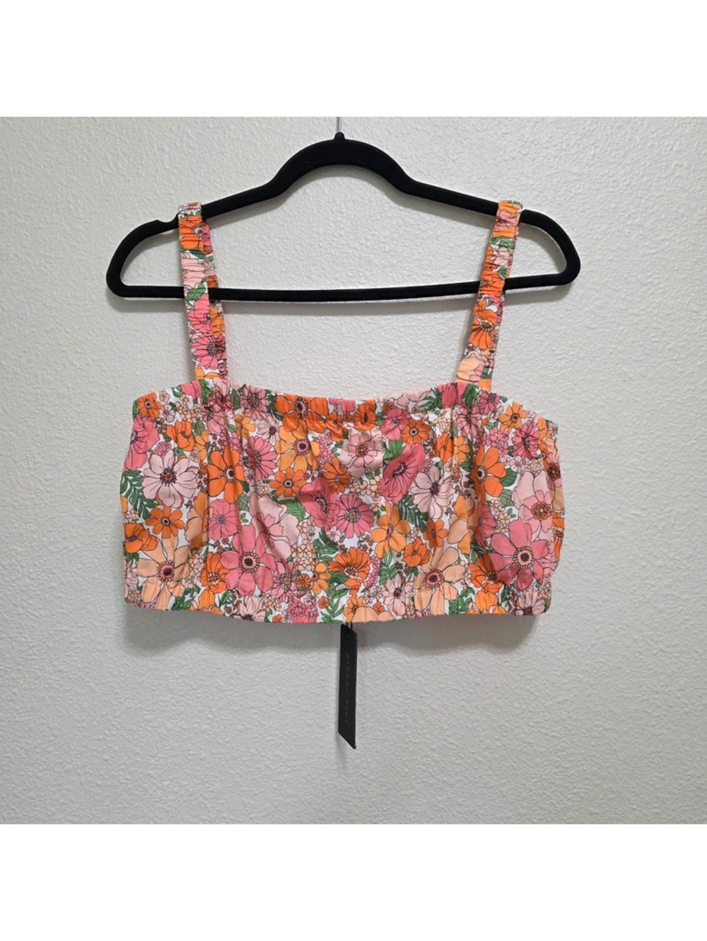 Gianni Bini Brielle Floral Crop Top Large NWT Retro 70s Boho
